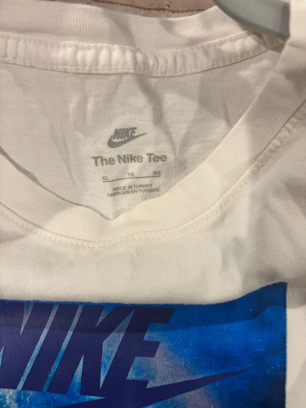 Nike White Short Sleeve Tee with Blue & Purple Graphic - Picture 5 of 5